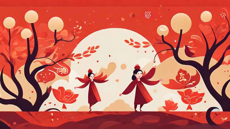 过年春节扭秧歌简约背景图 4