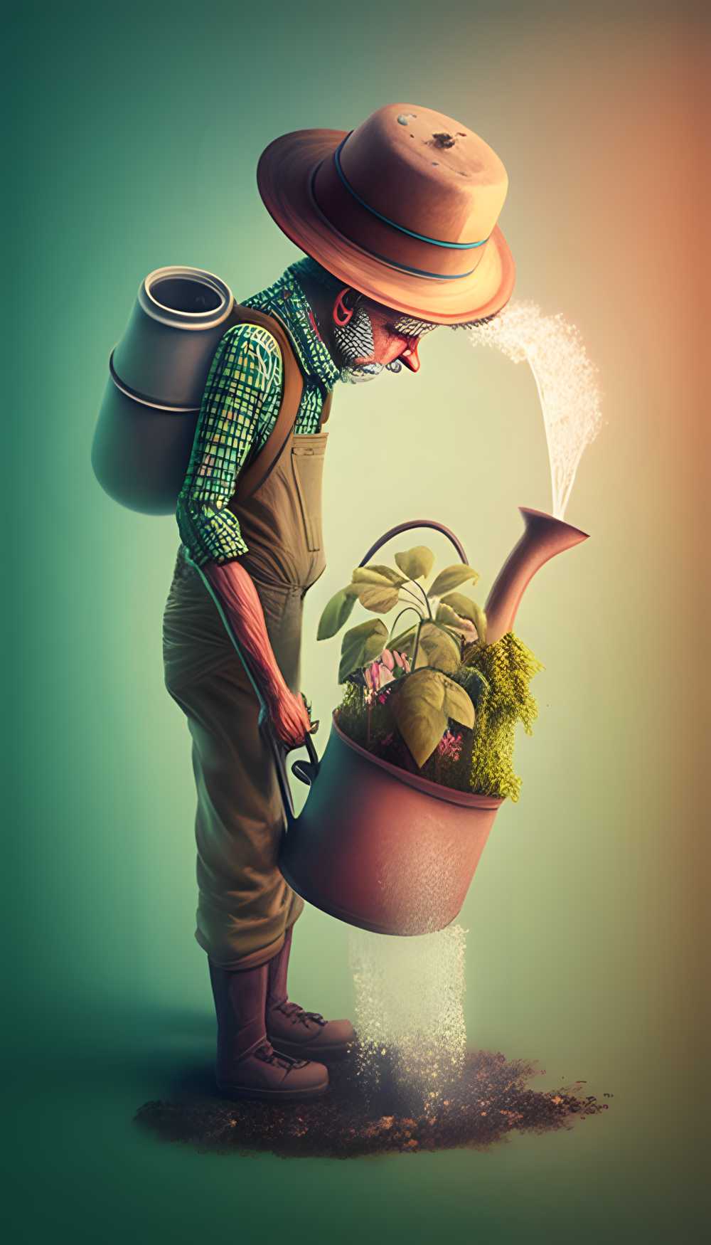 创意艺术画面劳动植树