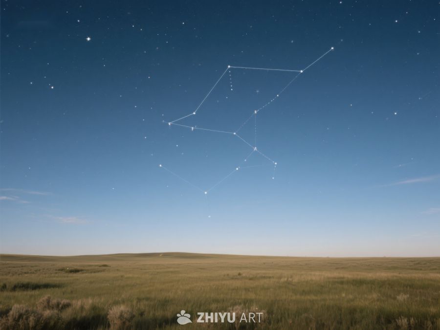 夜空下的星座与草原 385