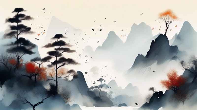 国潮山水画插画背景 20