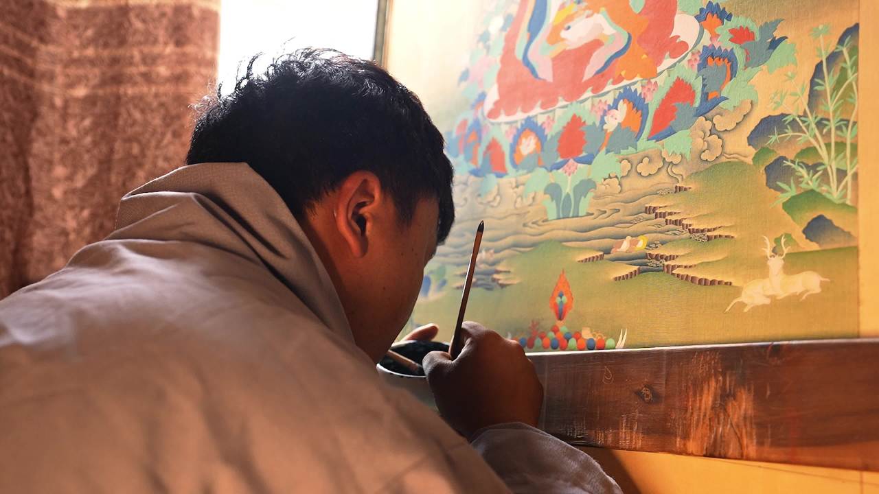 唐卡绘画过程
