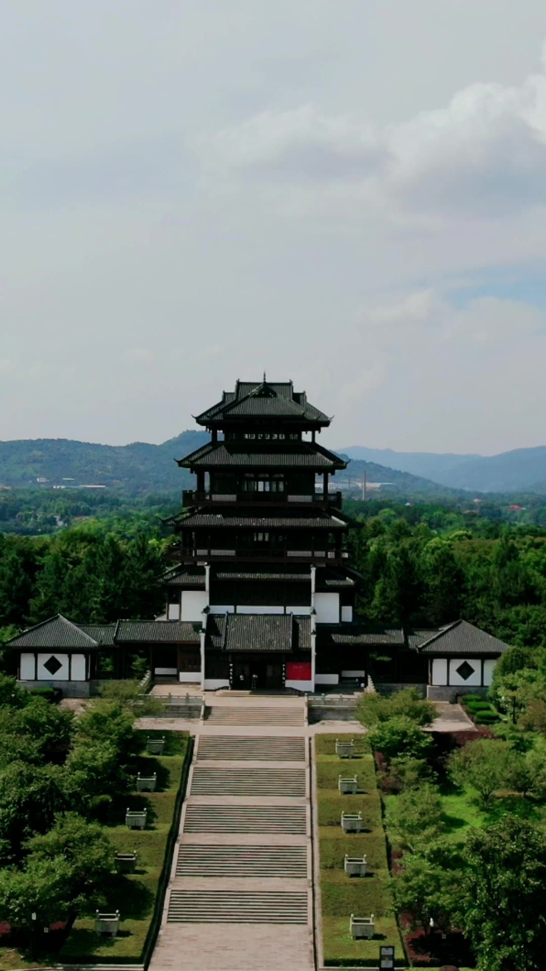  旅游景区湖南花明楼4A竖屏航拍