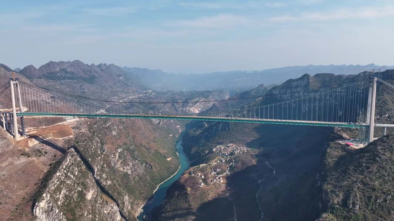 【4k合集】航拍贵州花江峡谷大桥建设