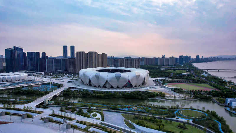 浙江杭州城市风光航拍摄影图 