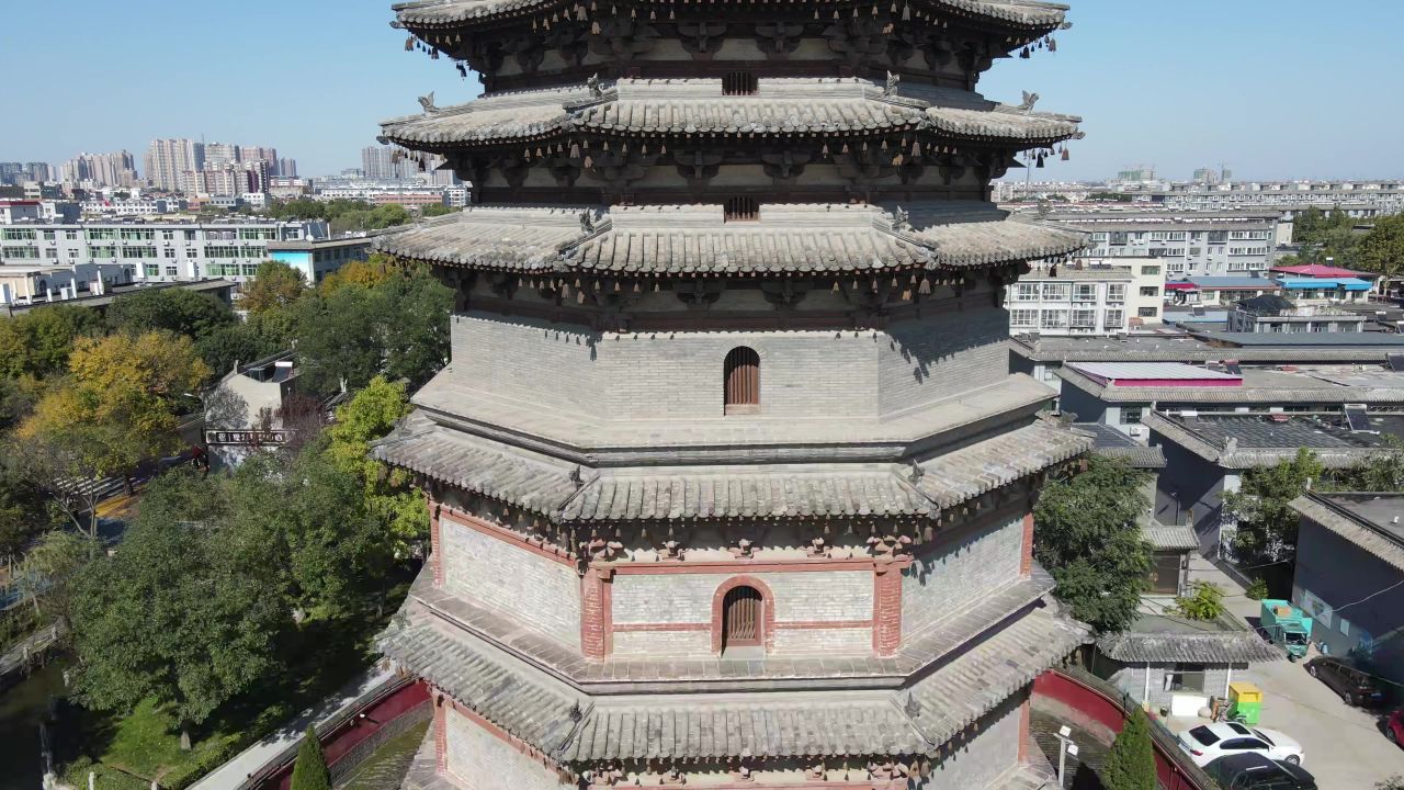 历史 文化 古塔 正定古城 航拍 