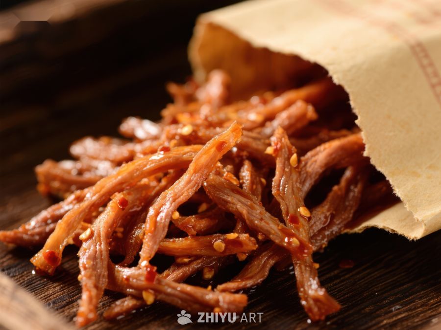 香辣牛肉干，纸袋装美食 1612