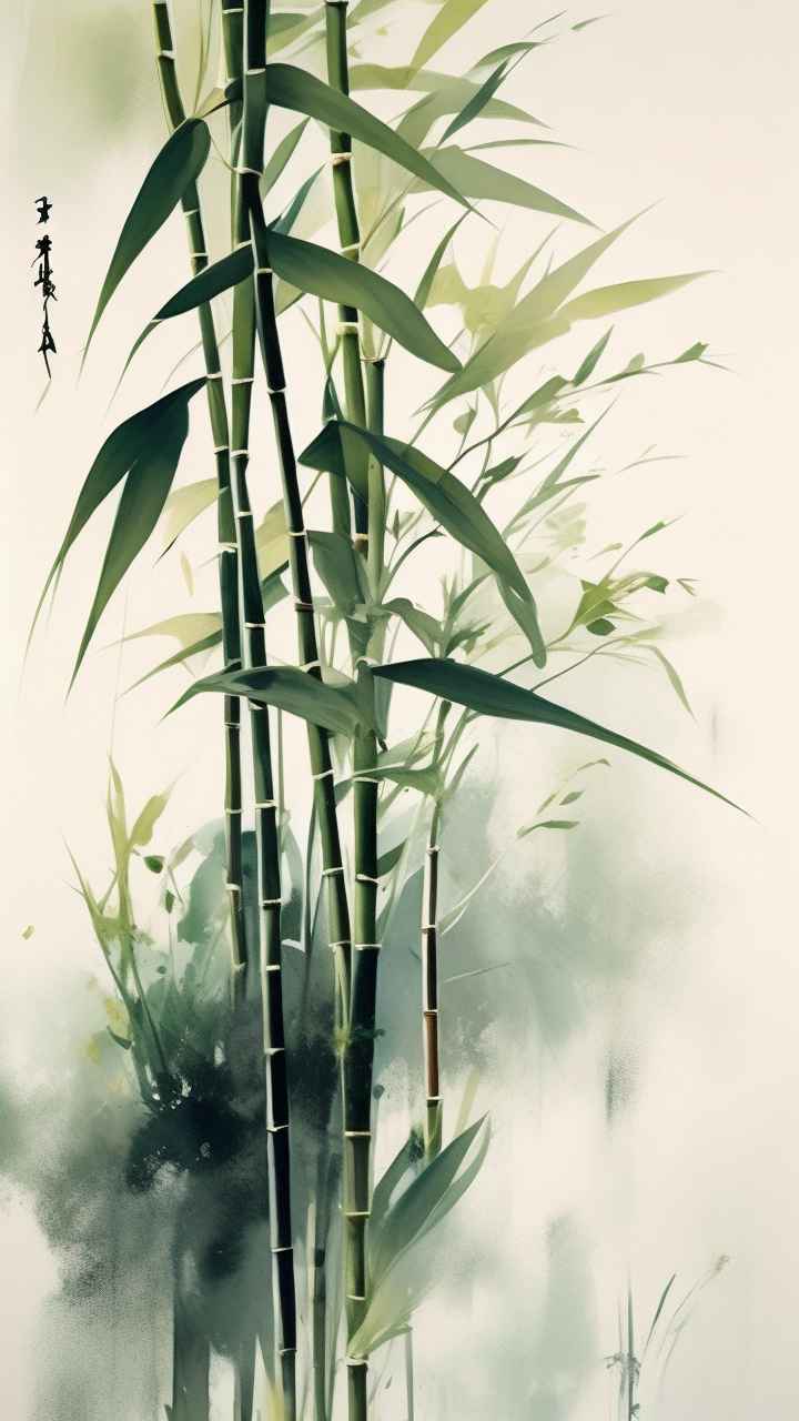 绿竹水墨插画背景图 44