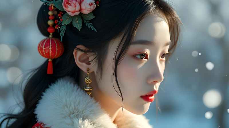 古风美女冬季造型唯美户外拍摄 2