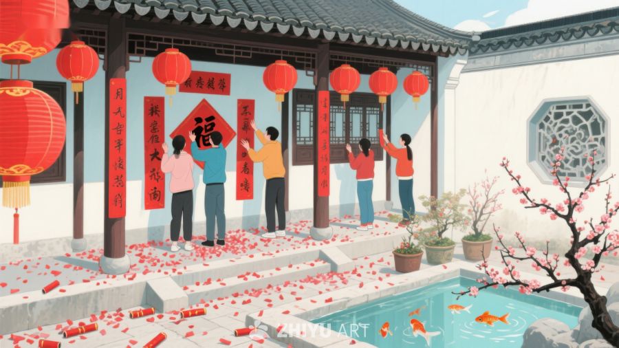 庭院挂福迎新春 846