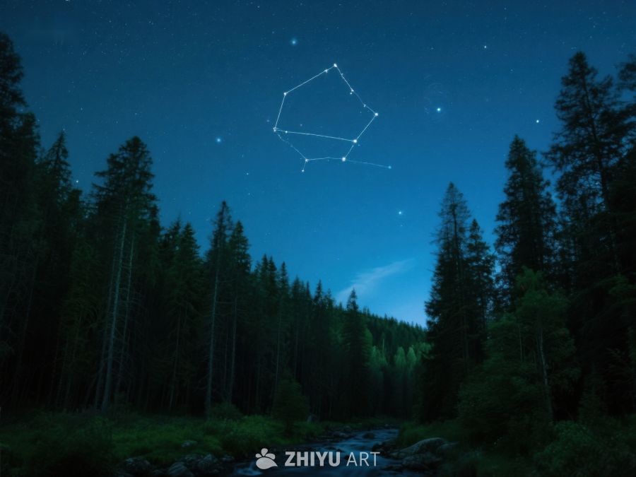 夜空下的森林与星座 373