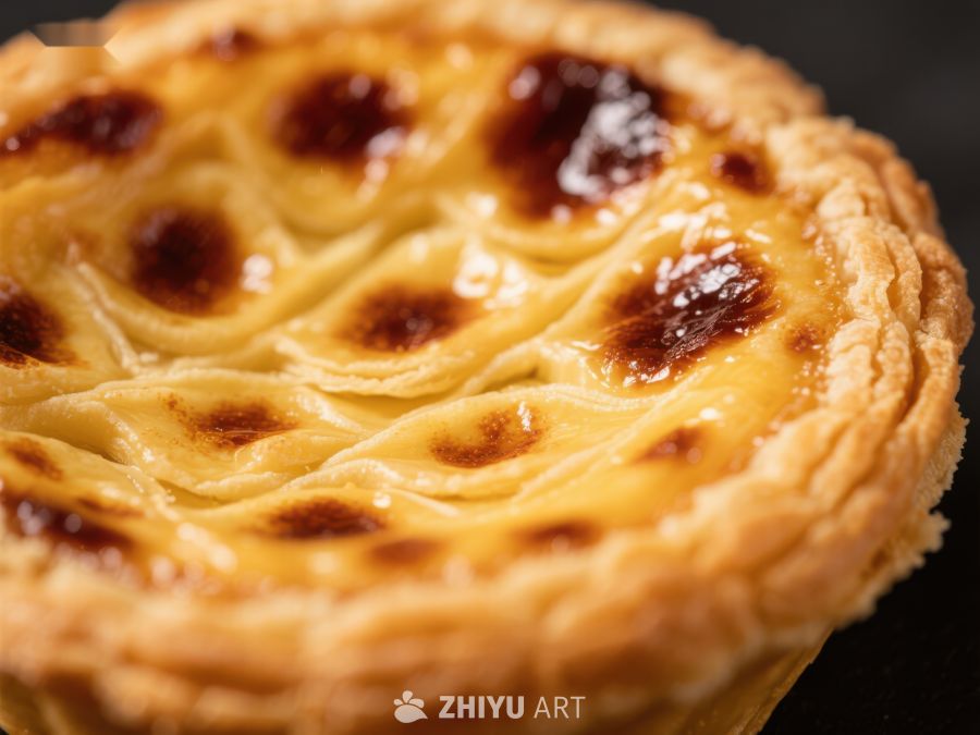 金黄蛋挞特写，诱人甜点