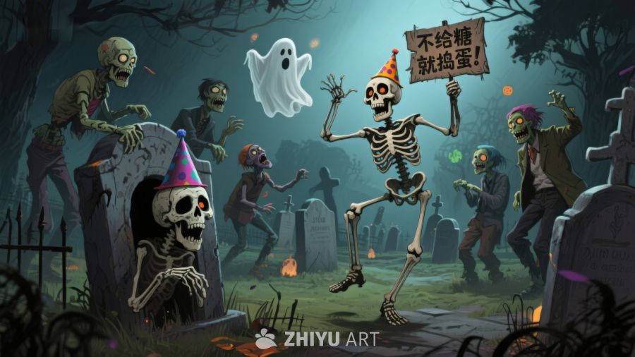 万圣节墓地狂欢派对