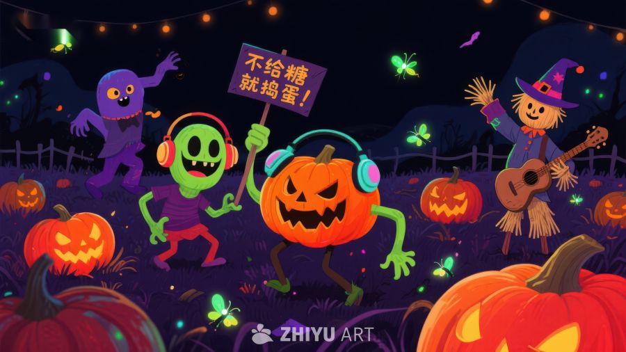 万圣节派对：南瓜与幽灵的欢乐夜