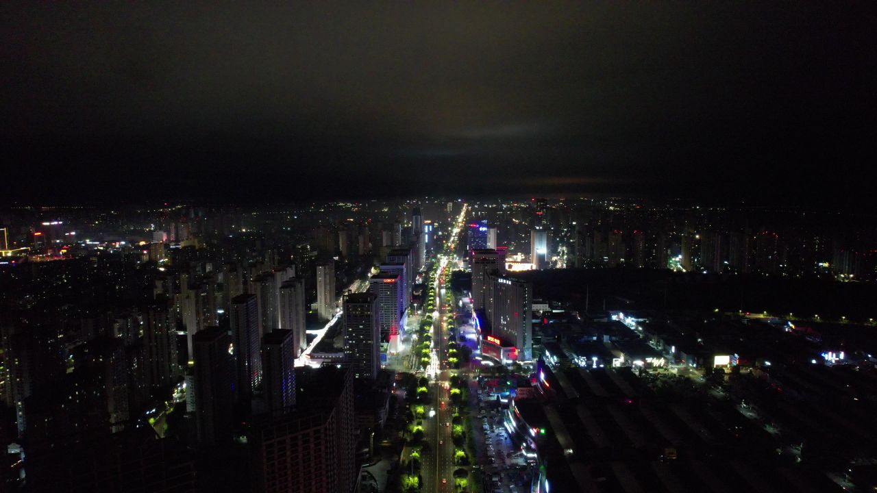 安徽蚌埠城市夜景灯光航拍  