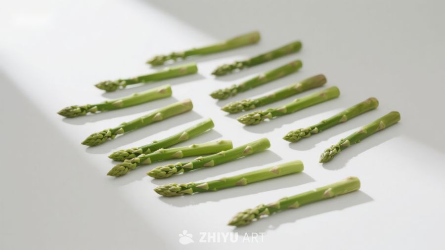 新鲜芦笋排列展示