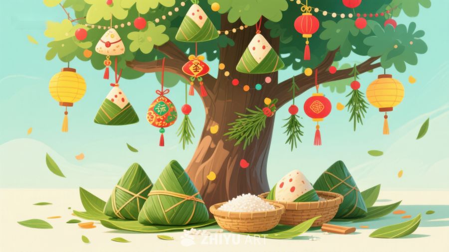 端午节粽子树下场景 98