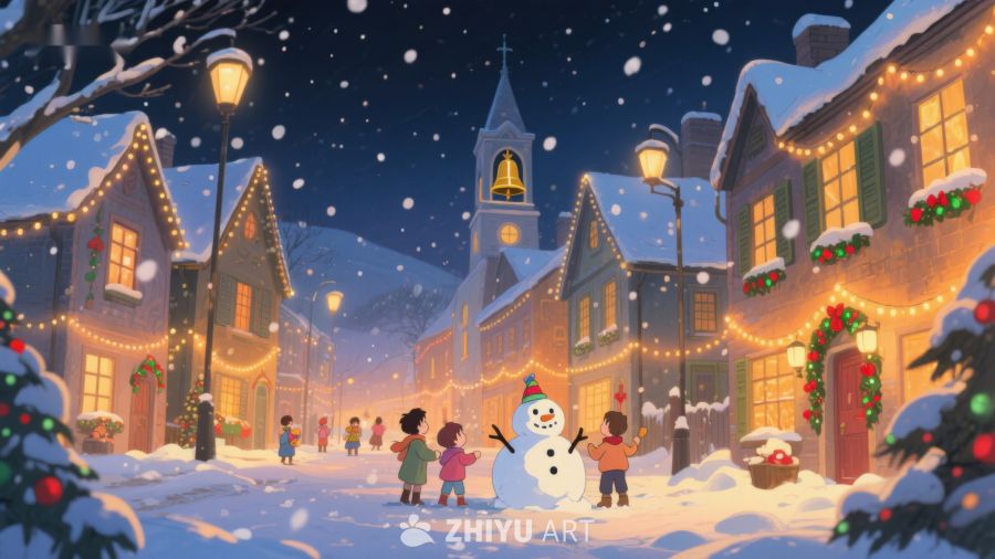 冬夜雪景中的欢乐小镇 119