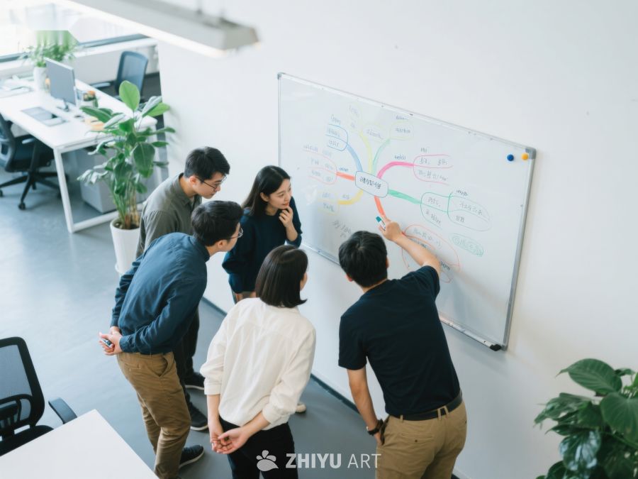 团队协作，白板前的头脑风暴 449