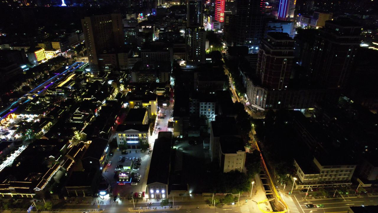 江苏徐州城市夜景灯光城市夜景航拍 