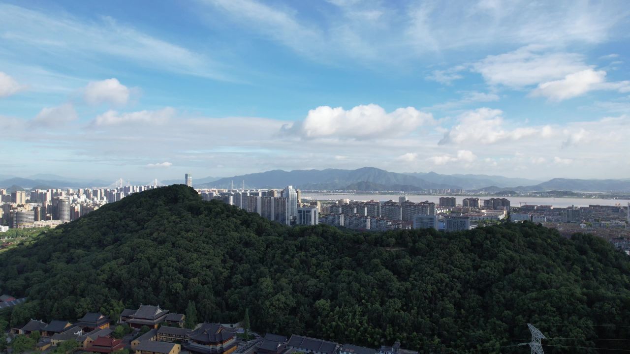 浙江台州城市风光地标建筑航拍 