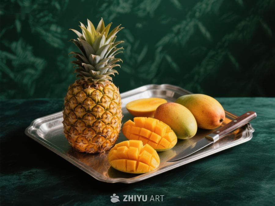 菠萝与芒果的静物组合 29