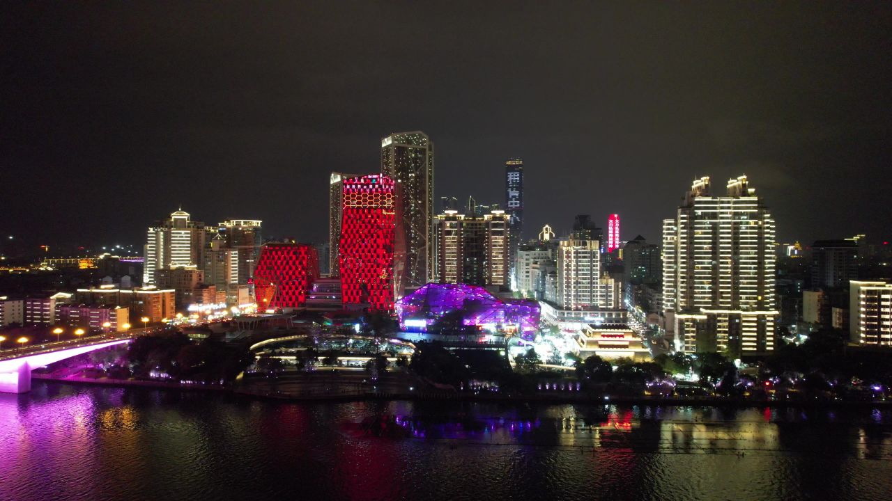 柳州城市夜景灯光航拍
