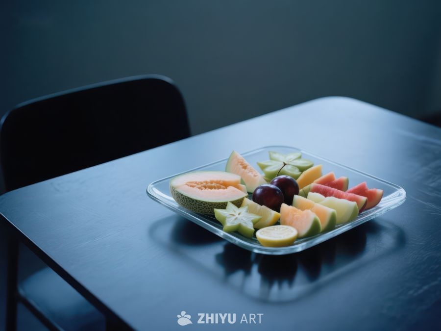 桌上摆放的多彩水果拼盘 725