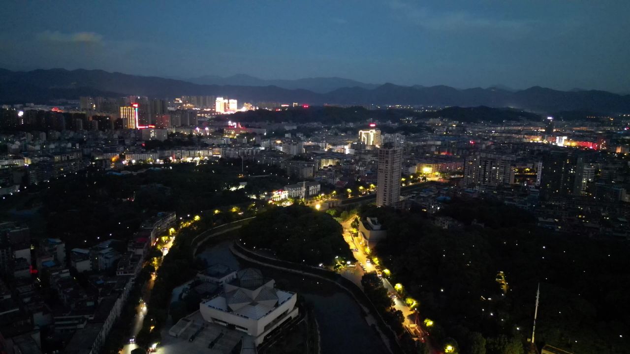 航拍江西萍乡夜幕萍乡夜景