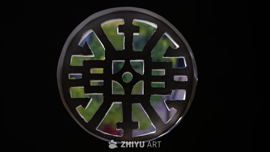 古典镂空窗花光影