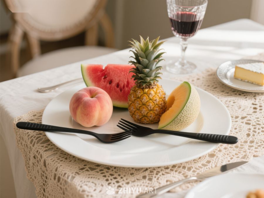 水果拼盘与红酒的优雅餐桌布置 564