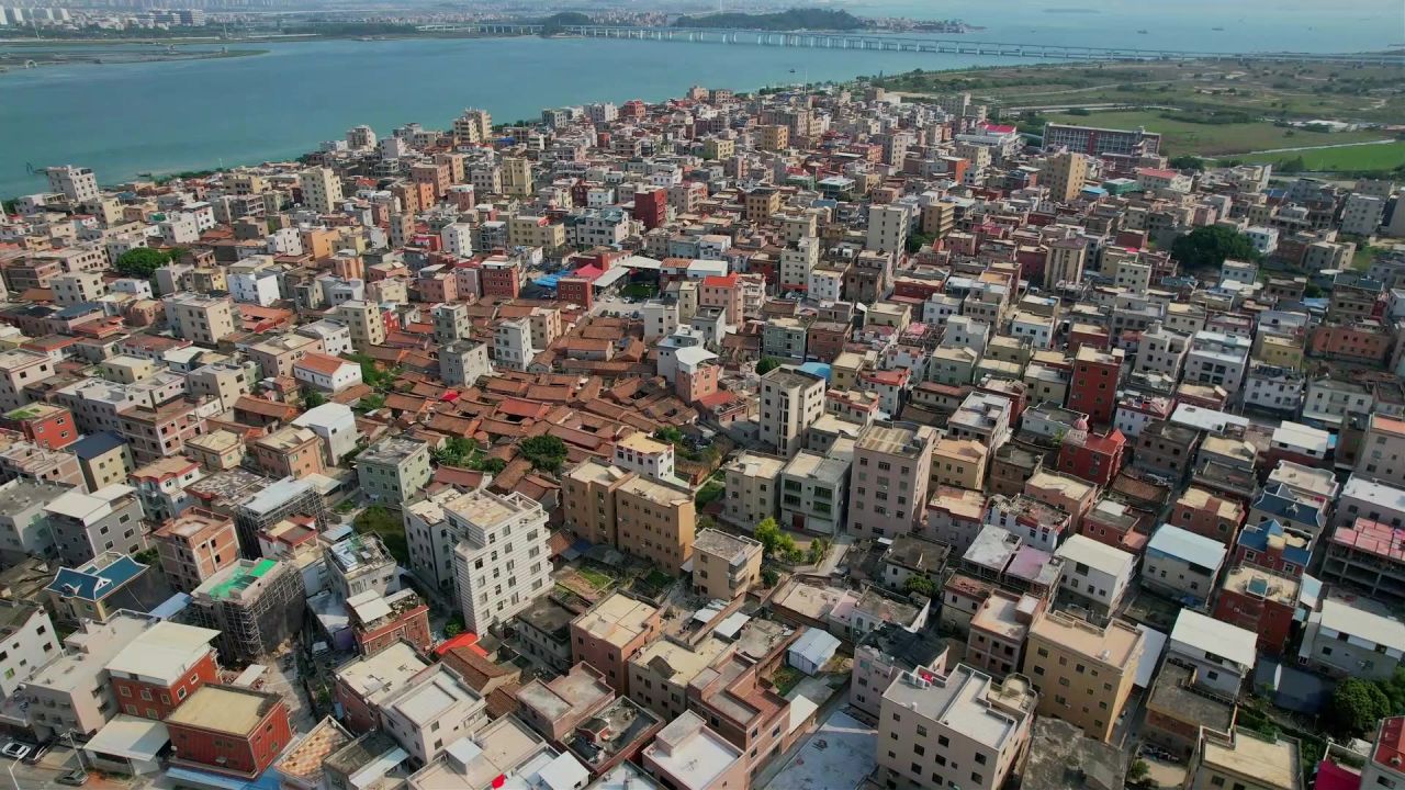 航拍厦门丙洲村景观