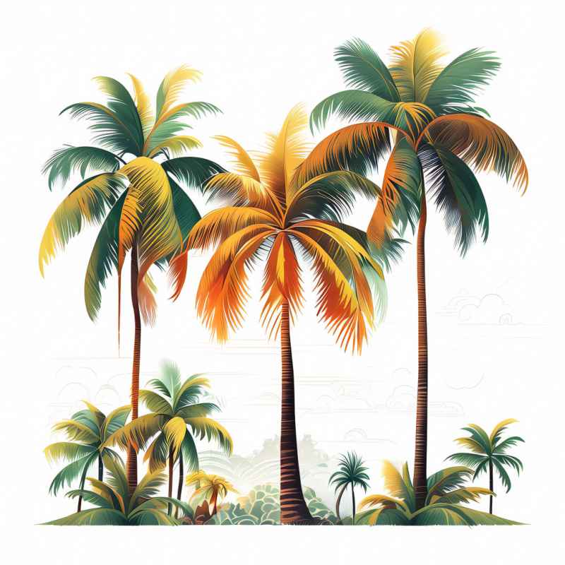 3棵热带椰子树元素插画 3