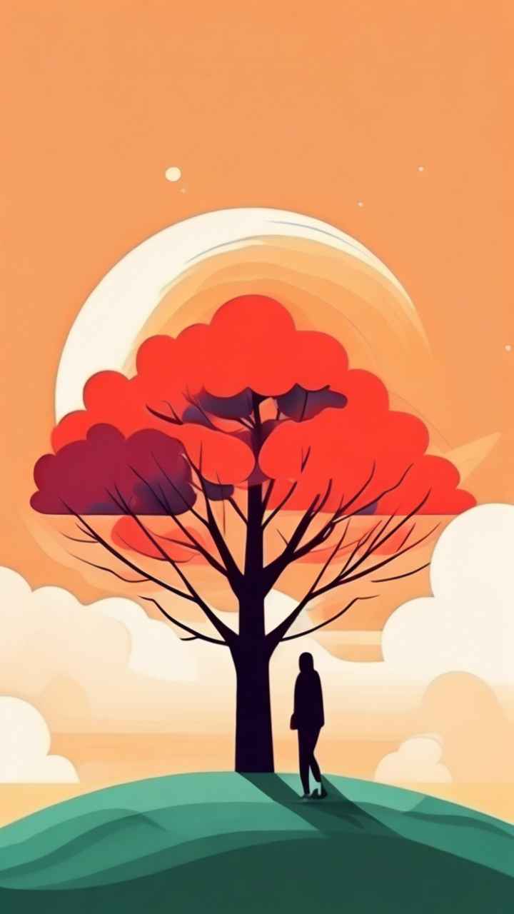 一幅画画着树极简主义 22