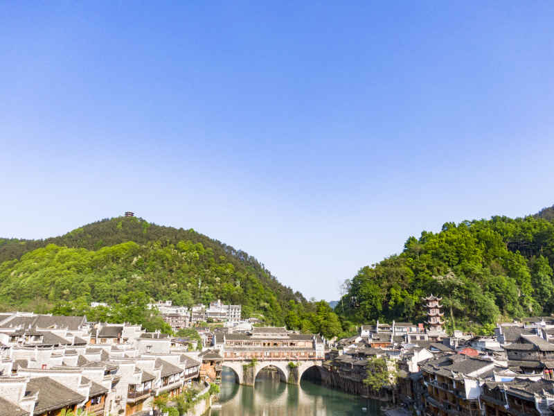 湖南湘西凤凰古城航拍