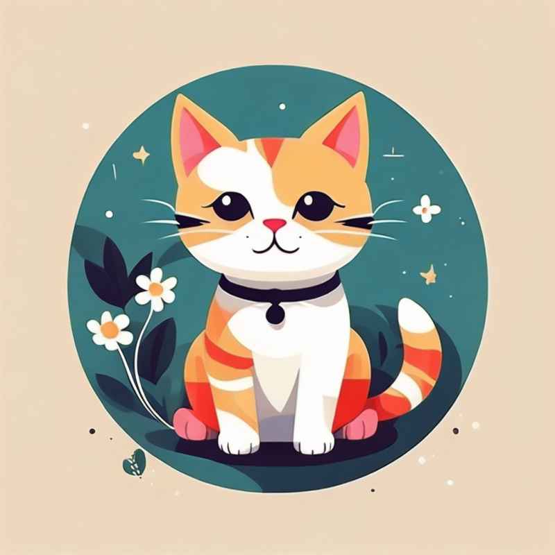 小花猫唯美插画 112