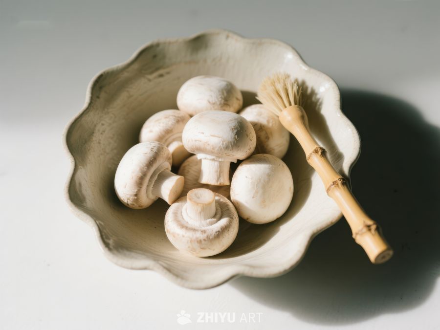 瓷碗中的蘑菇与刷子 154