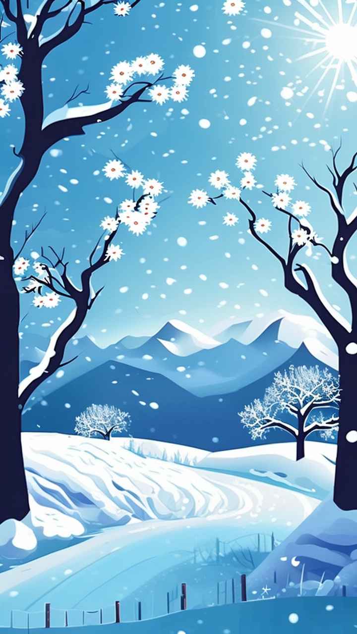 雪景唯美插画小屋 8