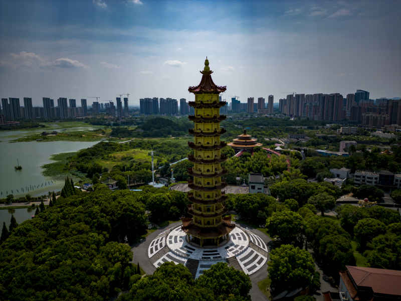湖北鄂州莲花山航拍摄影图