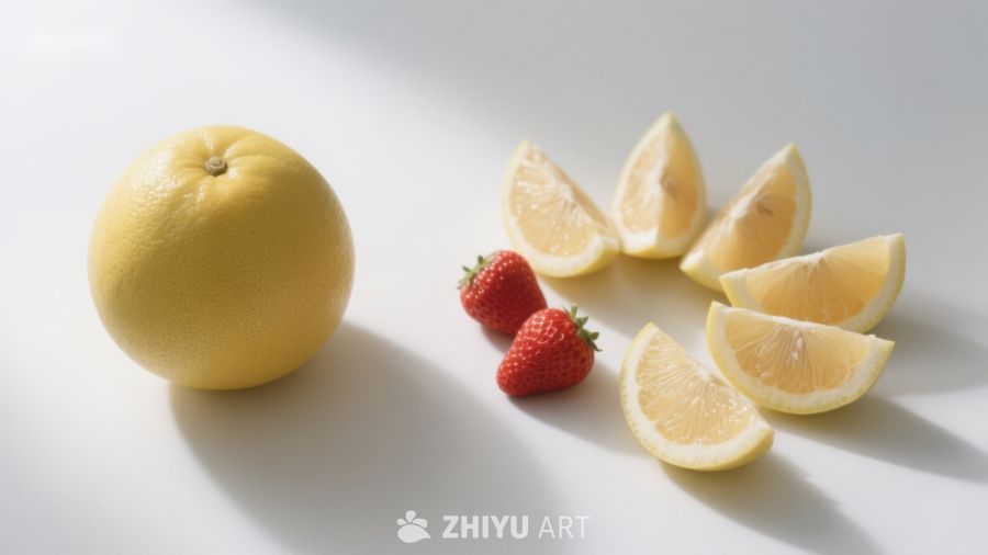 柚子与柠檬草莓的清新组合