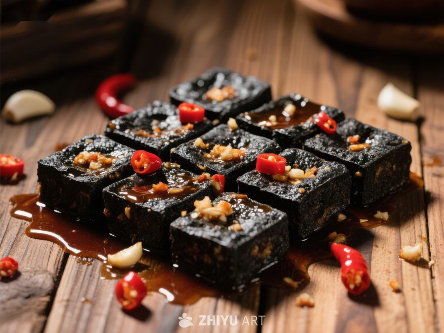 香辣黑糖糕，蒜蓉辣椒点缀 1261