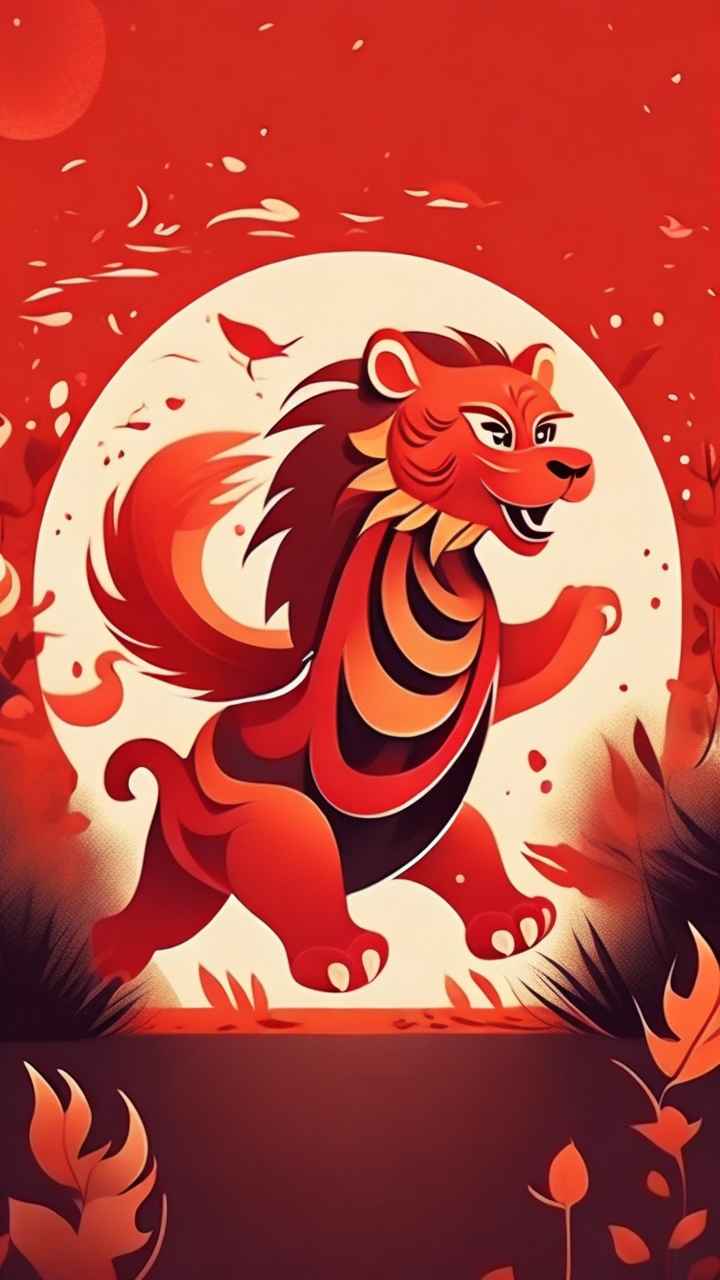 春节舞龙舞狮插画背景 13