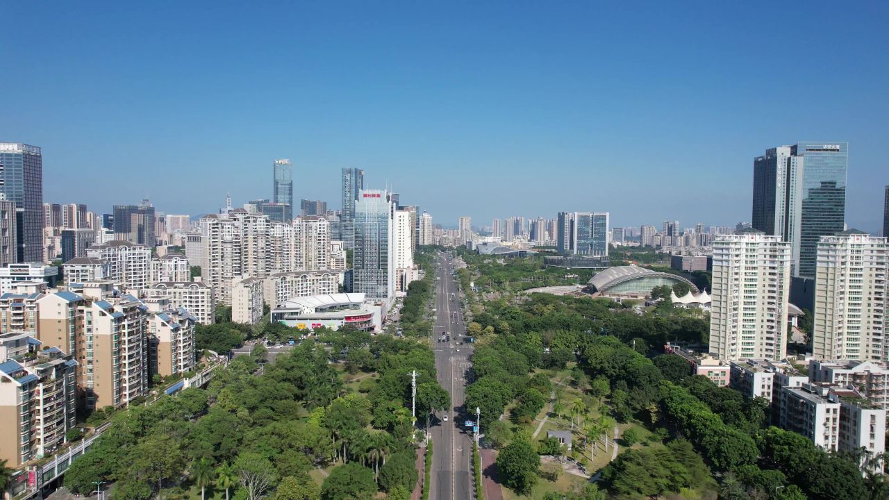 广东惠州城市风光地标建筑航拍 
