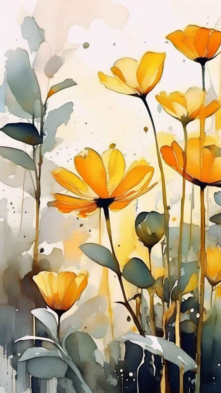 植物抽象黄色静态插画 5