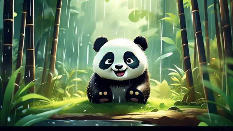 竹林背景雨林熊猫 77