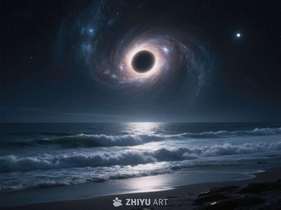 黑洞映照夜空下的海浪 28