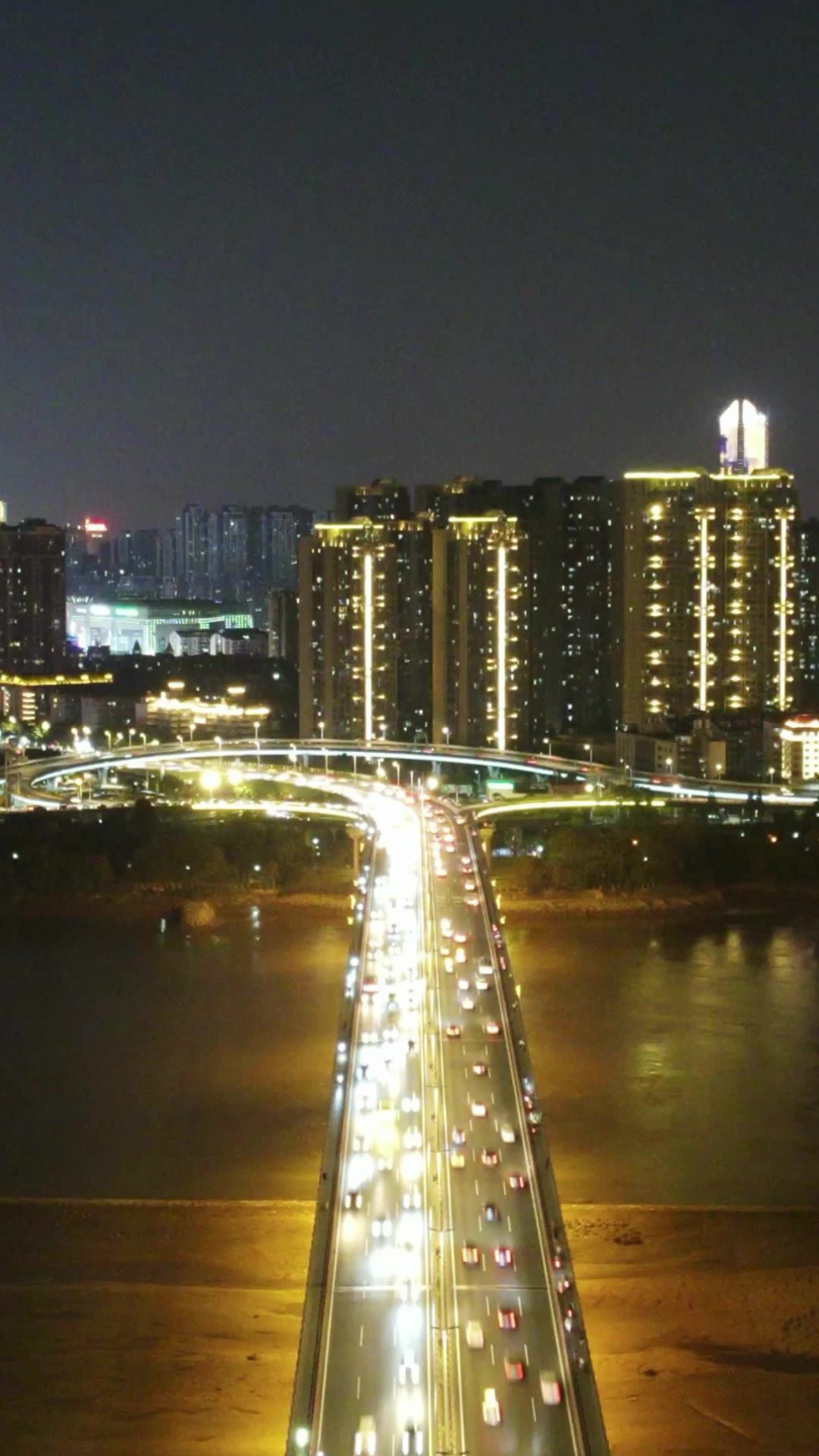 福建福州城市夜景移动延时竖屏
