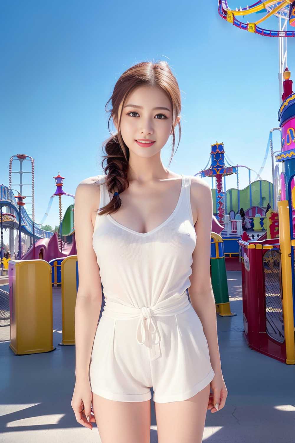 儿童节游乐园美女