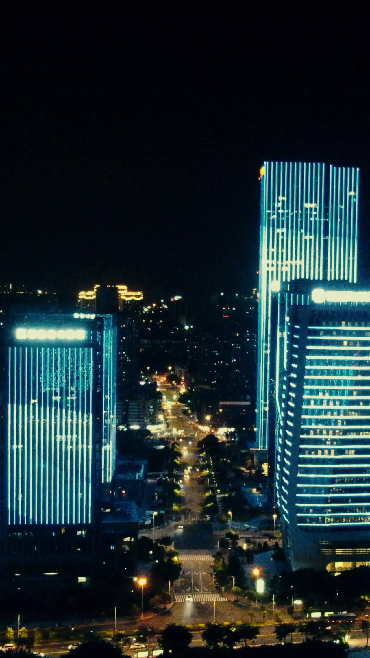 福建福州金融中心夜景灯光竖屏