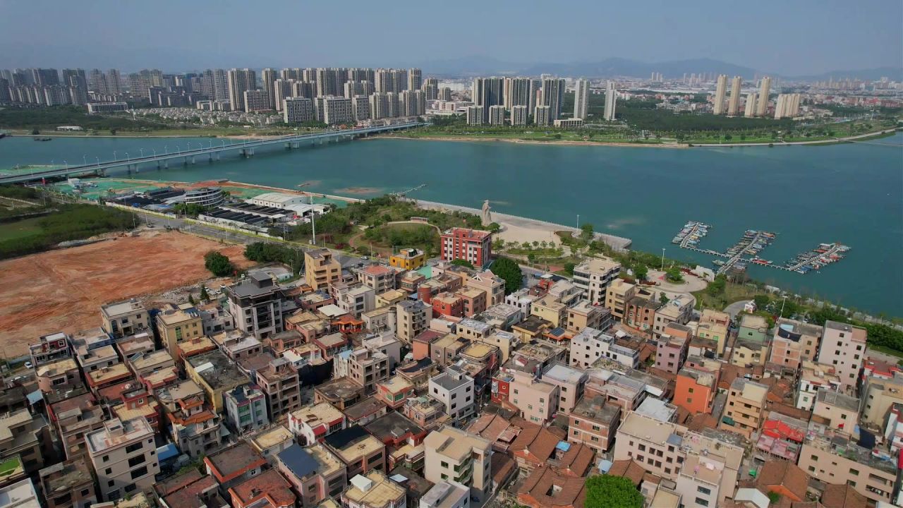航拍厦门丙洲村景观