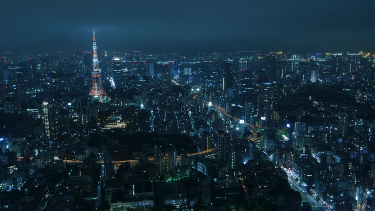 4k东京夜景天际线延时摄影